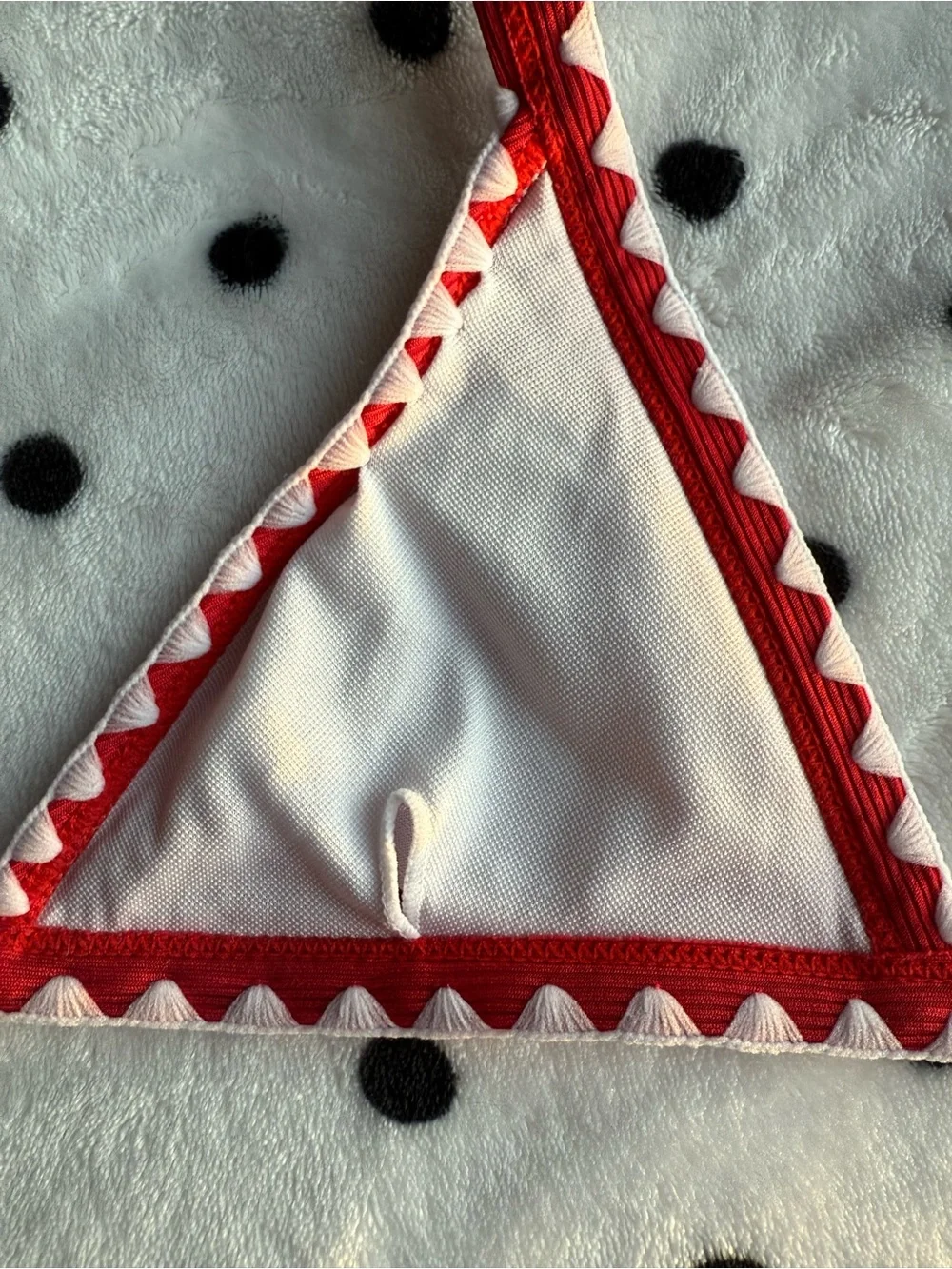 SHEIN Red and White Scalloped Triangle Bikini + Bottoms